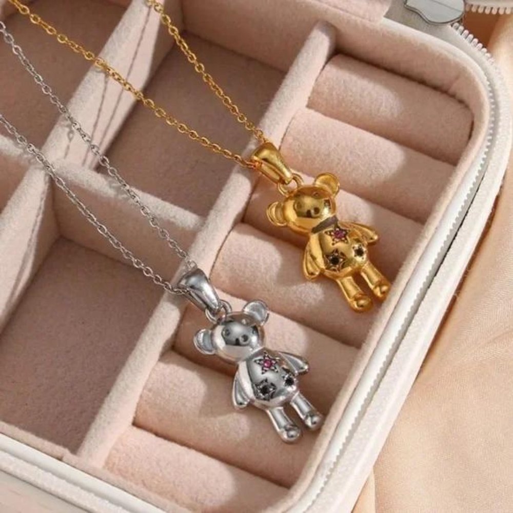 NEW 18K GOLD BEAR PENDANT NECKLACE - Picture 3 of 5